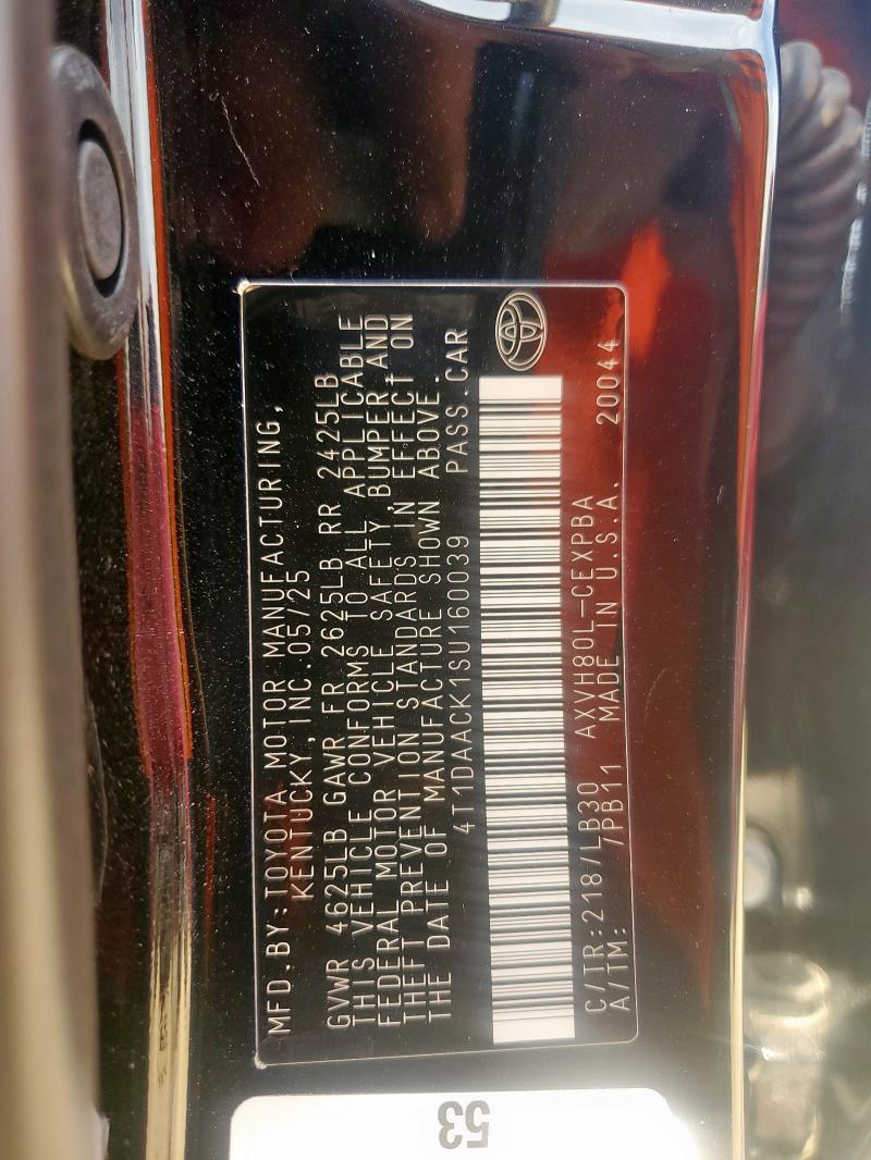 2025 TOYOTA CAMRY XSE 4T1DAACK1SU160039