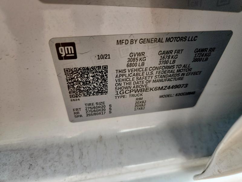2021 CHEVROLET SILVERADO C1500 CUSTOM 1GCPWBEK6MZ449073