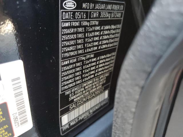 2016 LAND ROVER RANGE ROVE SALGS2KF6GA295012