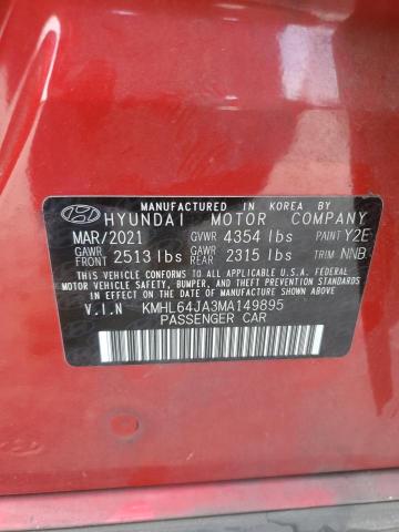 2021 HYUNDAI SONATA SEL KMHL64JA3MA149895