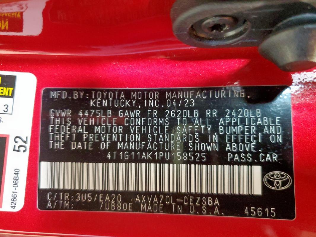 2023 TOYOTA CAMRY SE NIGHT SHADE 4T1G11AK1PU158525