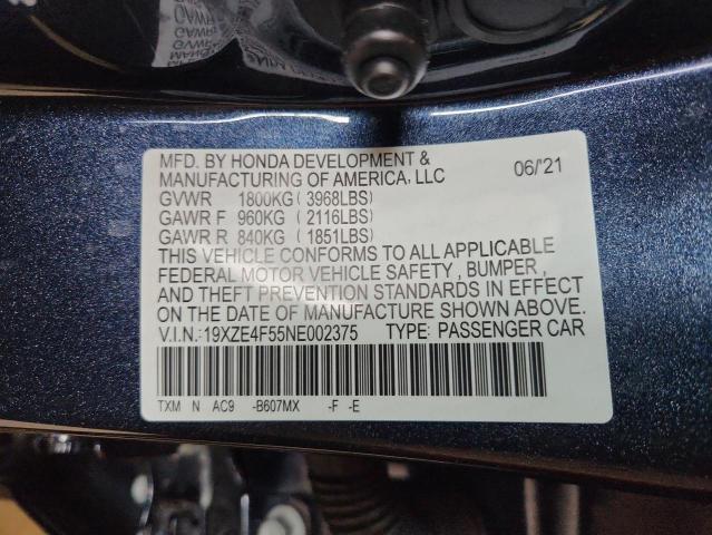 2022 HONDA INSIGHT EX 19XZE4F55NE002375