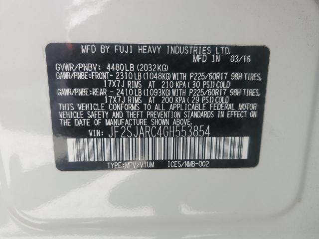 2016 SUBARU FORESTER 2 JF2SJARC4GH553854