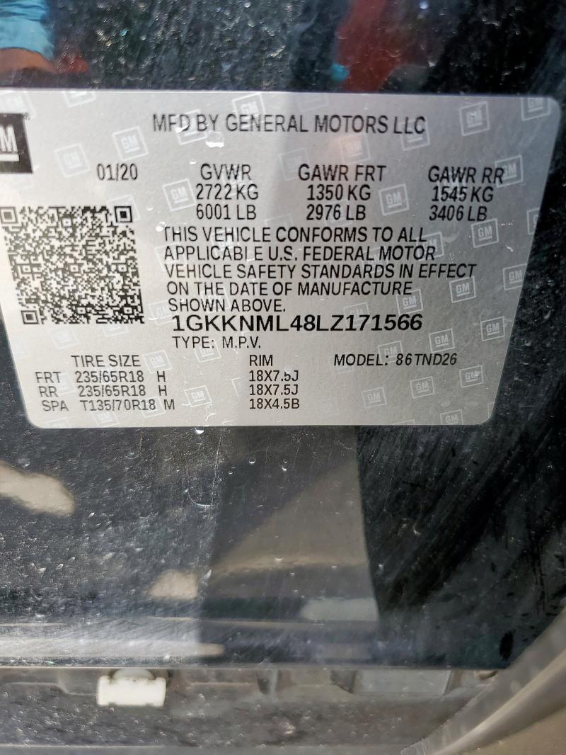 2020 GMC ACADIA SLT 1GKKNML48LZ171566