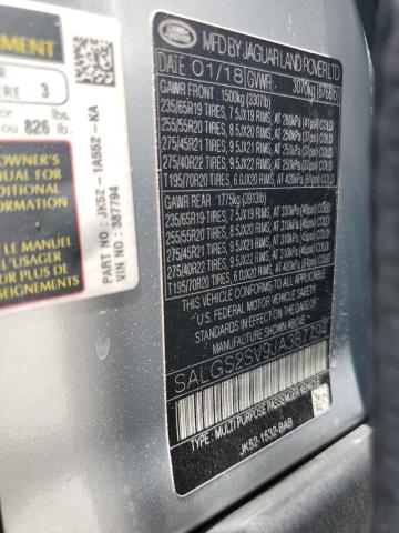 2018 LAND ROVER RANGE ROVE SALGS2SV9JA387794
