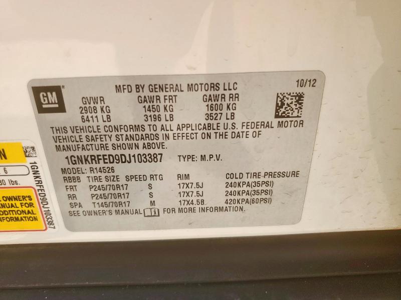 2013 CHEVROLET TRAVERSE - 1GNKRFED9DJ103387