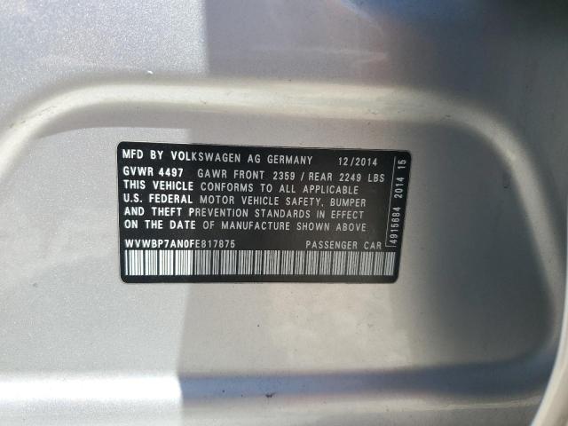 2015 VOLKSWAGEN CC SPORT WVWBP7AN0FE817875