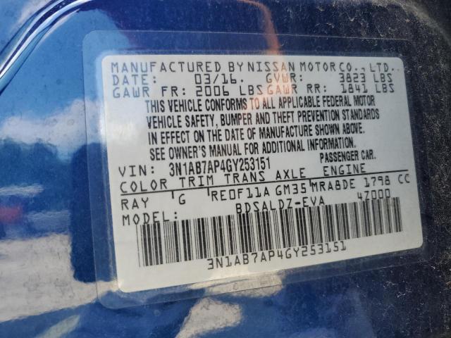 2016 NISSAN SENTRA S 3N1AB7AP4GY253151