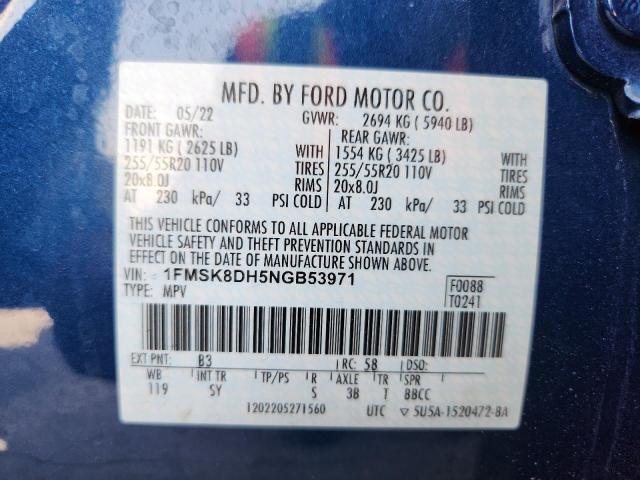 2022 FORD EXPLORER X 1FMSK8DH5NGB53971