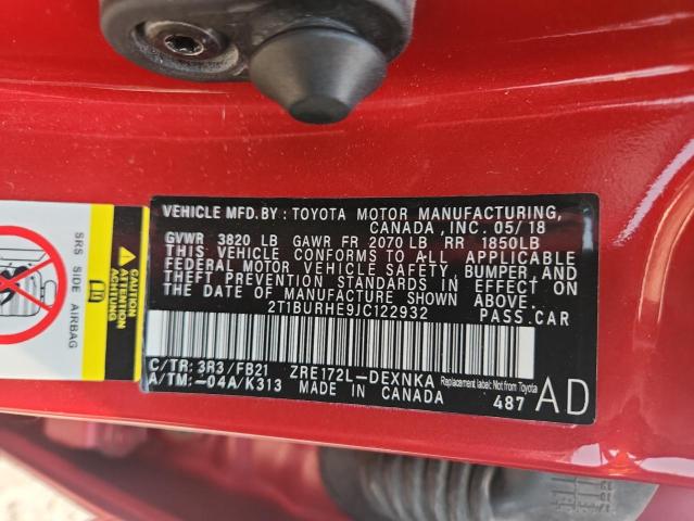 2018 TOYOTA COROLLA L 2T1BURHE9JC122932