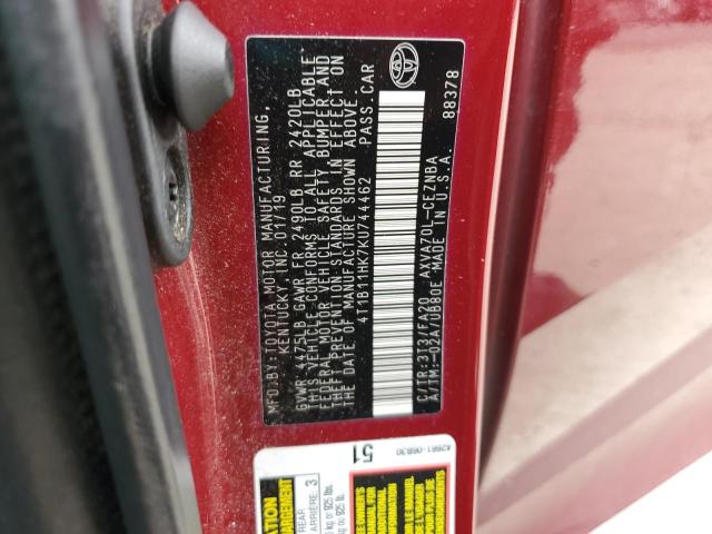 2019 TOYOTA CAMRY L 4T1B11HK7KU744462