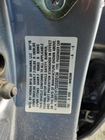 2016 HONDA CIVIC EXL 19XFC1F72GE020134