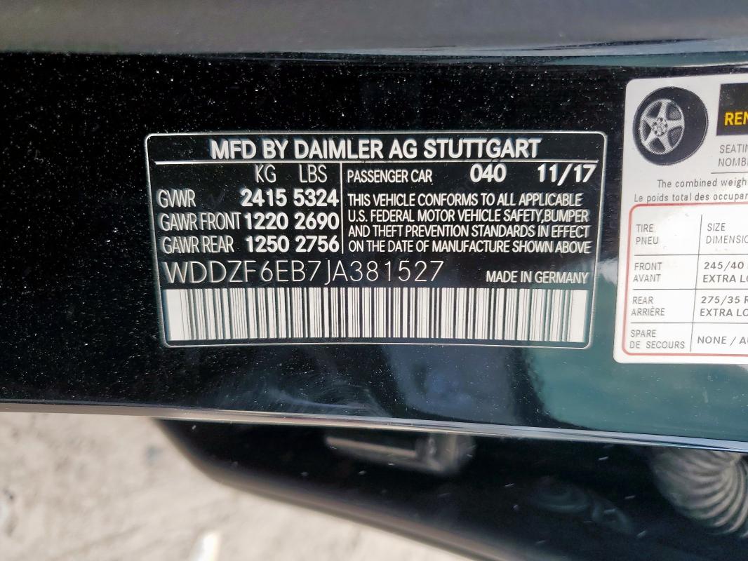 2018 MERCEDES-BENZ E 43 4MATIC AMG WDDZF6EB7JA381527