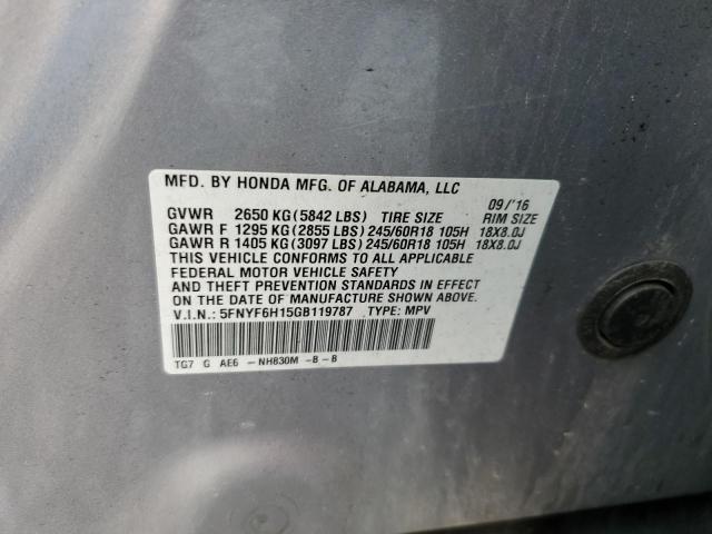 2016 HONDA PILOT LX - 5FNYF6H15GB119787