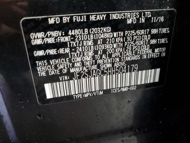 2017 SUBARU FORESTER 2 JF2SJAGC5HH504179