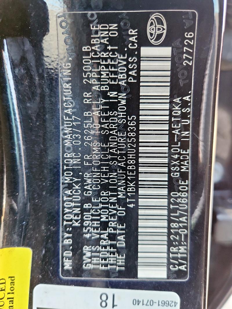 2017 TOYOTA AVALON XLE - 4T1BK1EB8HU258365