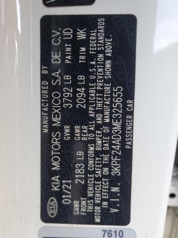 2021 KIA FORTE FE 3KPF24AD3ME325655