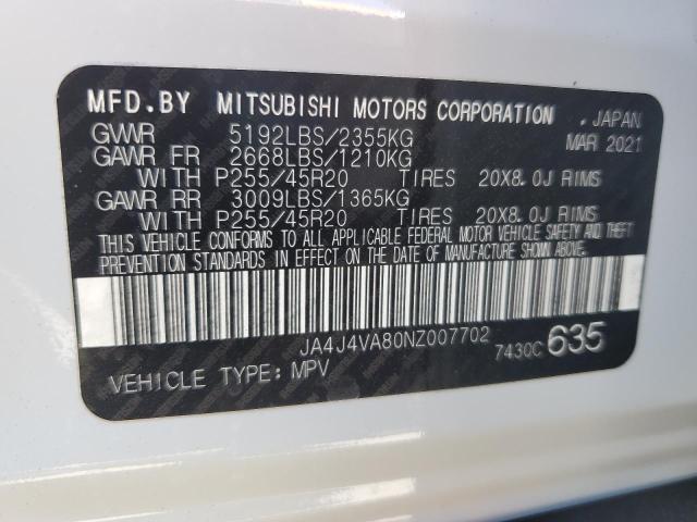 2022 MITSUBISHI OUTLANDER SEL JA4J4VA80NZ007702