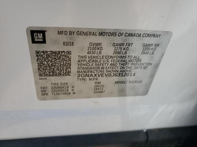 2018 CHEVROLET EQUINOX PR - 2GNAXVEV0J6312014