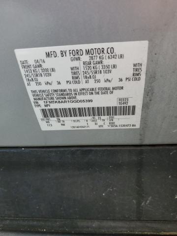 2016 FORD EXPLORER P 1FM5K8AR1GGD05399