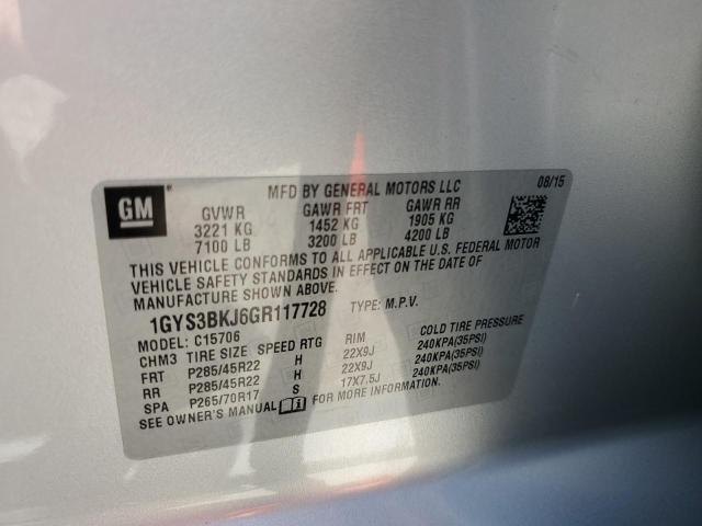 2016 CADILLAC ESCALADE L 1GYS3BKJ6GR117728