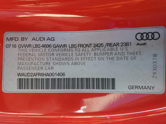 2017 AUDI A5 SPORT WAUD2AFR6HA001406