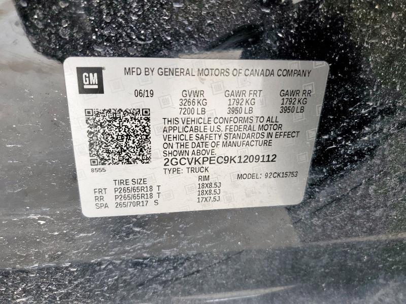 2019 CHEVROLET SILVERADO LD K1500 LT 2GCVKPEC9K1209112