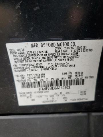 2016 FORD TAURUS SEL 1FAHP2E83GG140303