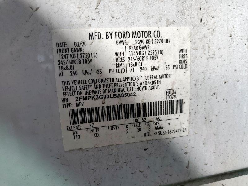 2020 FORD EDGE SE 2FMPK3G93LBA85042