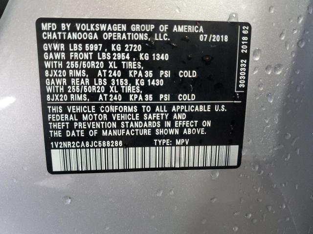2018 VOLKSWAGEN ATLAS SEL 1V2NR2CA8JC588286