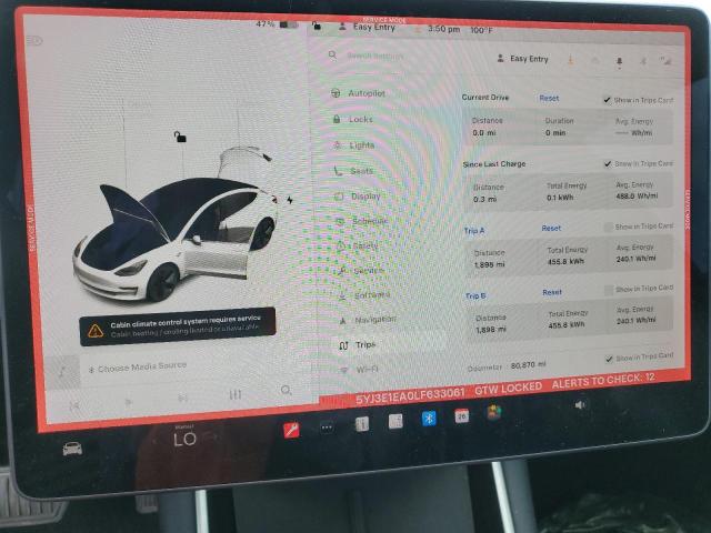 2020 TESLA MODEL 3 5YJ3E1EA0LF633061