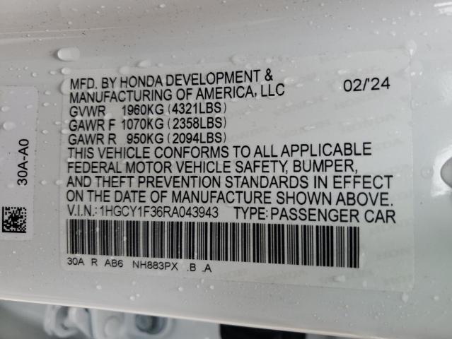 2024 HONDA ACCORD EX 1HGCY1F36RA043943
