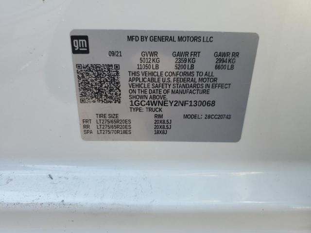 2022 CHEVROLET SILVERADO C2500 HEAVY DUTY LT 1GC4WNEY2NF130068