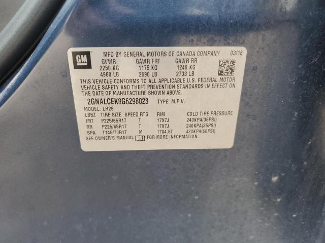 2016 CHEVROLET EQUINOX LT - 2GNALCEK8G6298023