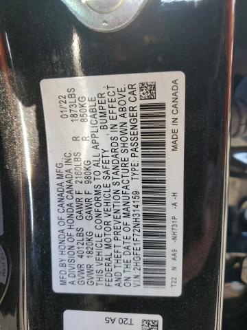 2022 HONDA CIVIC EX - 2HGFE1F72NH314159