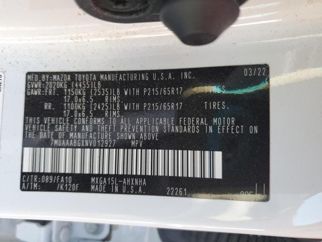 2022 TOYOTA COROLLA CROSS L 7MUAAABGXNV012927