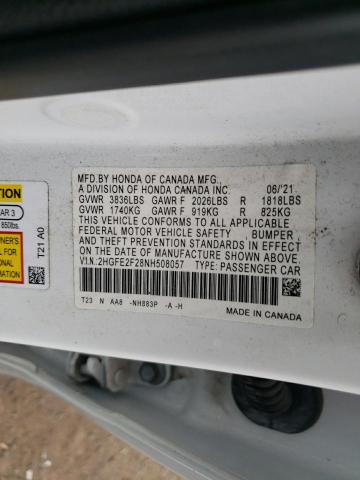 2022 HONDA CIVIC LX 2HGFE2F28NH508057