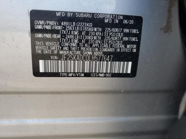 2020 SUBARU FORESTER JF2SKADC0LH577647