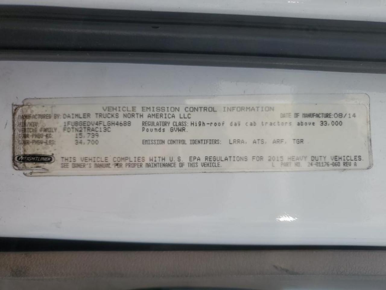 Lot #3285586266 2015 FREIGHTLINER CASCADIA