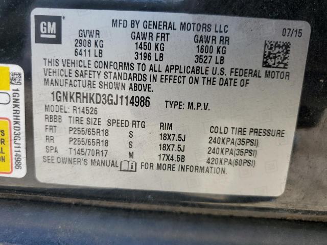 2016 CHEVROLET TRAVERSE L 1GNKRHKD3GJ114986
