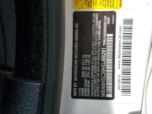 2017 BMW 650 I WBA6H5C39HGJ88281