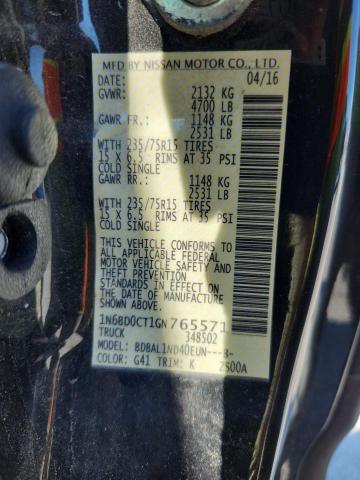 2016 NISSAN FRONTIER S 1N6BD0CT1GN765571
