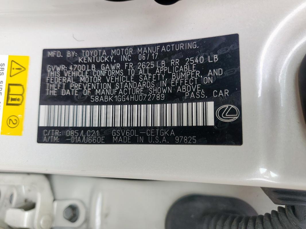 2017 LEXUS ES 350 58ABK1GG4HU072789