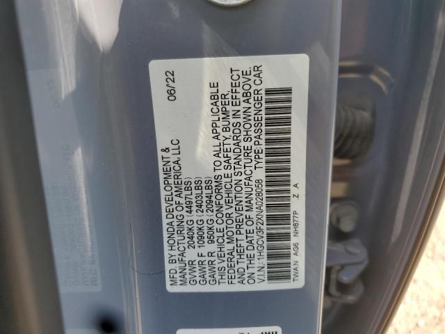 2022 HONDA ACCORD HYB 1HGCV3F2XNA028058