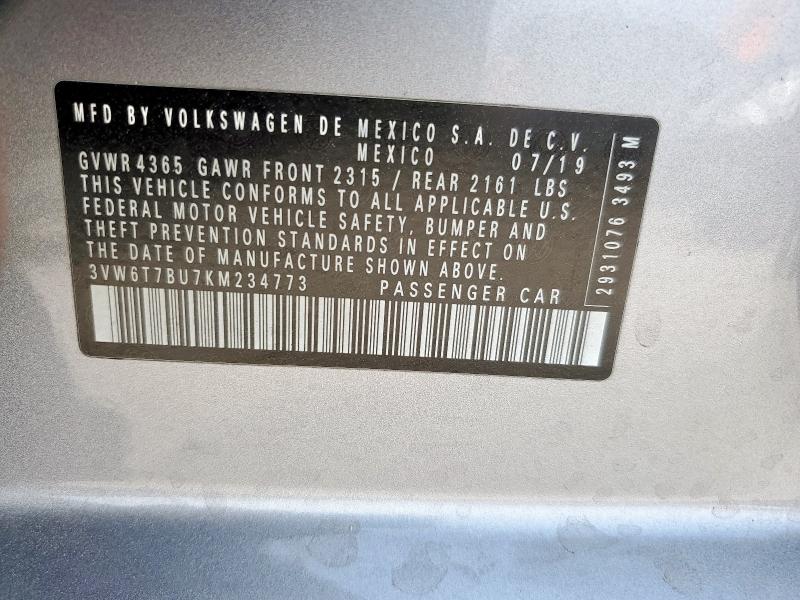 2019 VOLKSWAGEN JETTA GLI 3VW6T7BU7KM234773