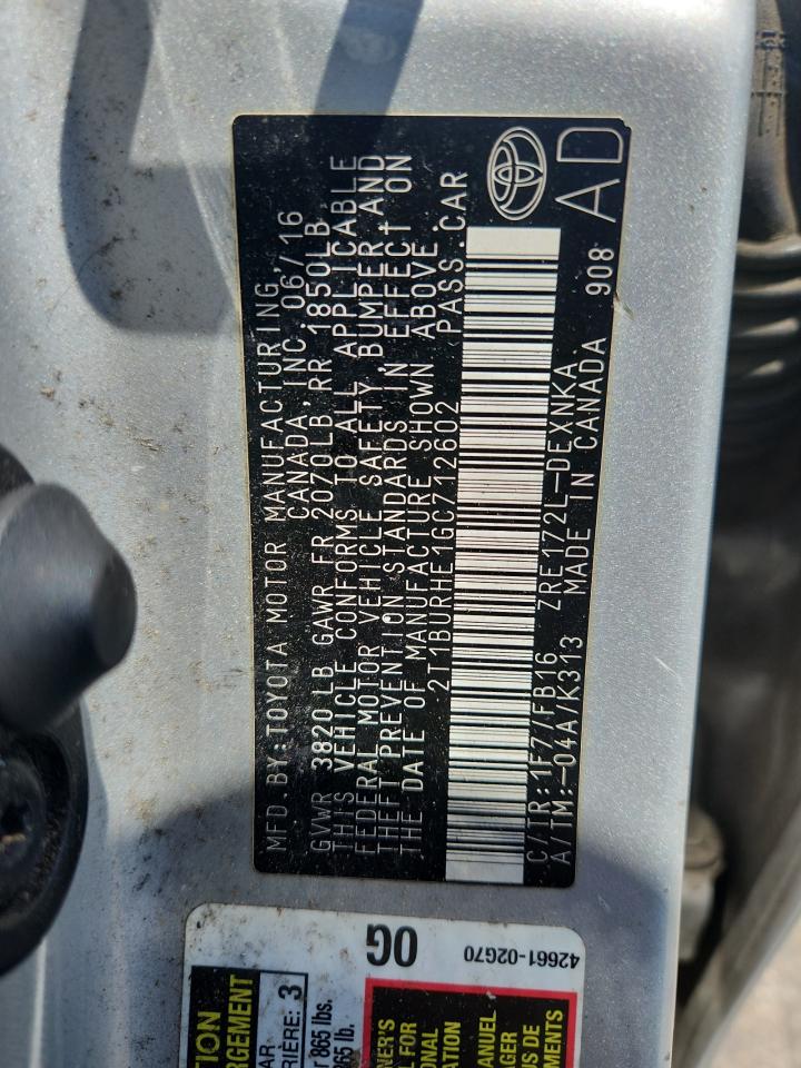 Lot #3296882821 2016 TOYOTA COROLLA L