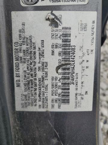 2012 FORD FUSION SE - 3FAHP0HA3CR424083
