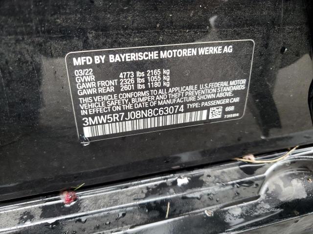 2022 BMW 330XI 3MW5R7J08N8C63074