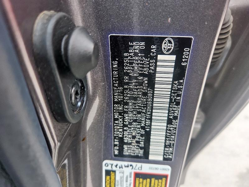 2017 TOYOTA CAMRY LE 4T1BF1FK0HU690807