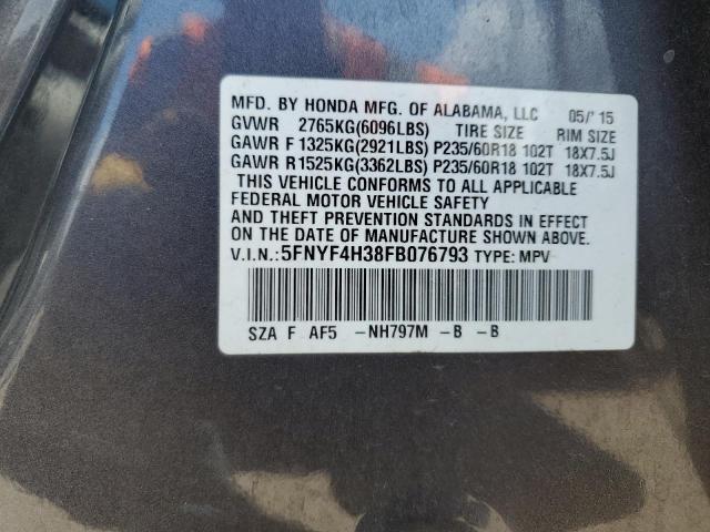 2015 HONDA PILOT SE 5FNYF4H38FB076793